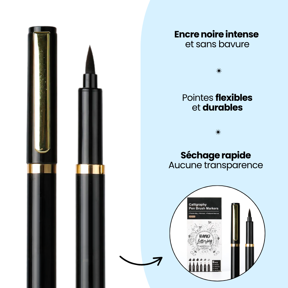 6 Feutres Noirs Multi-Pointes