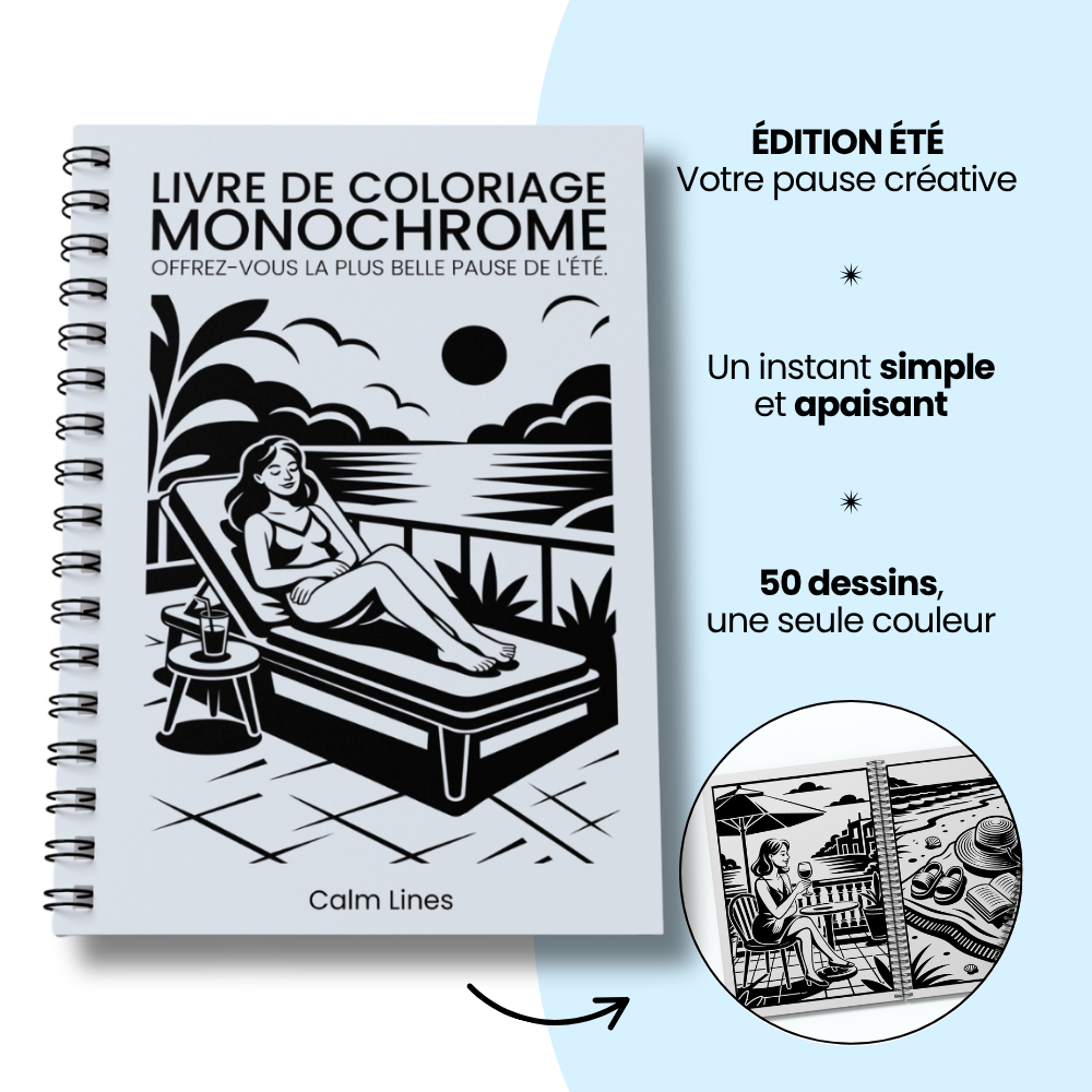 Livre de coloriage monochrome — ÉDITION ÉTÉ