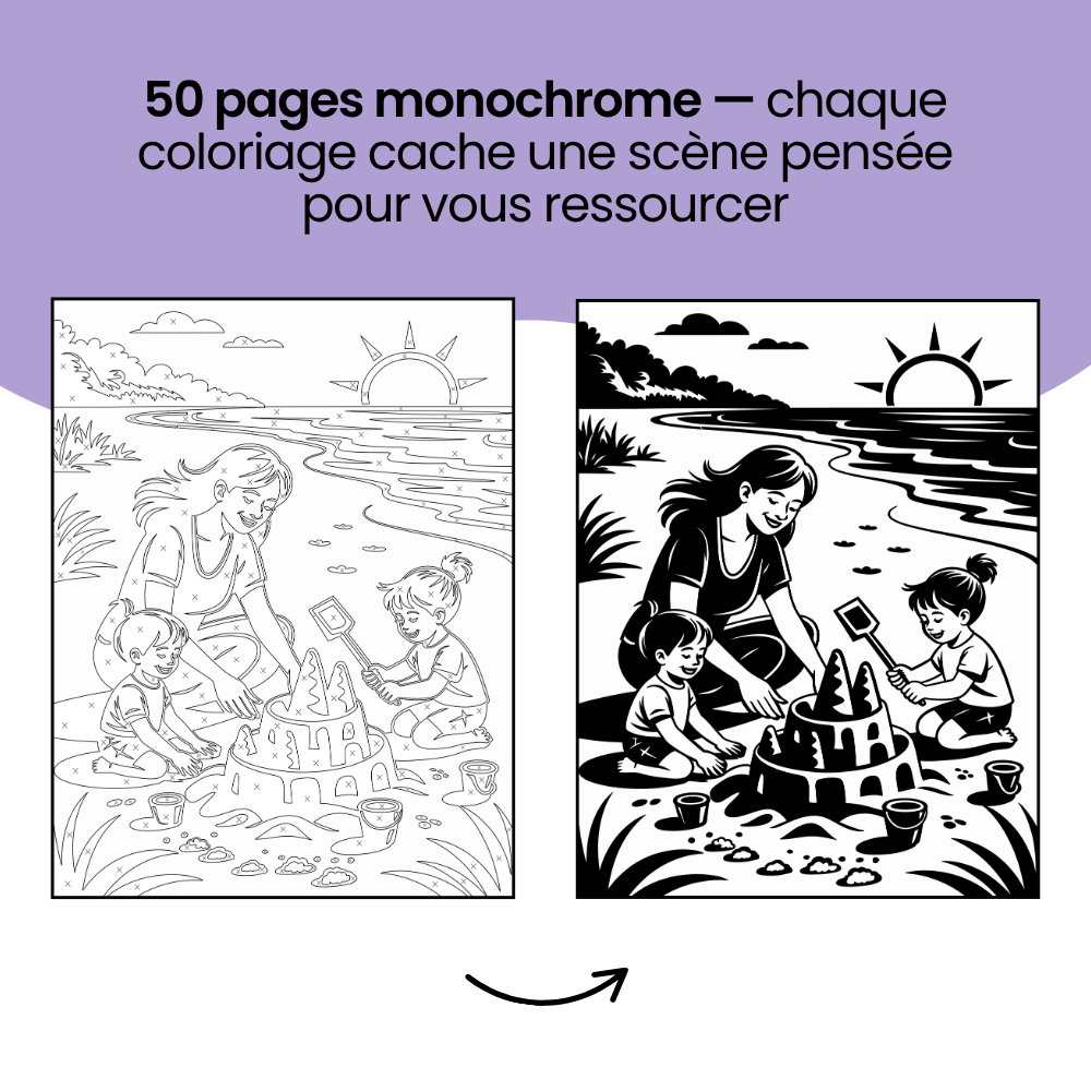 Livre de coloriage monochrome — ÉDITION ÉTÉ