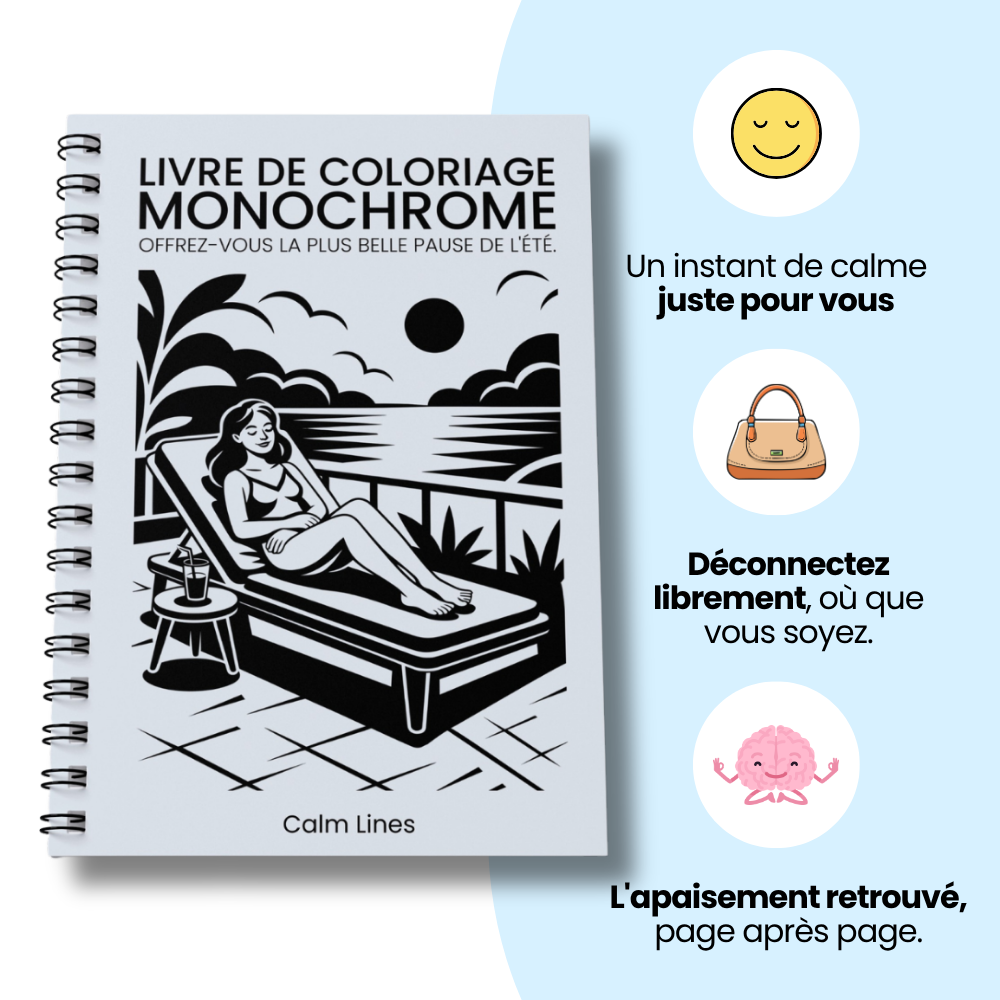 Livre de coloriage monochrome — ÉDITION ÉTÉ