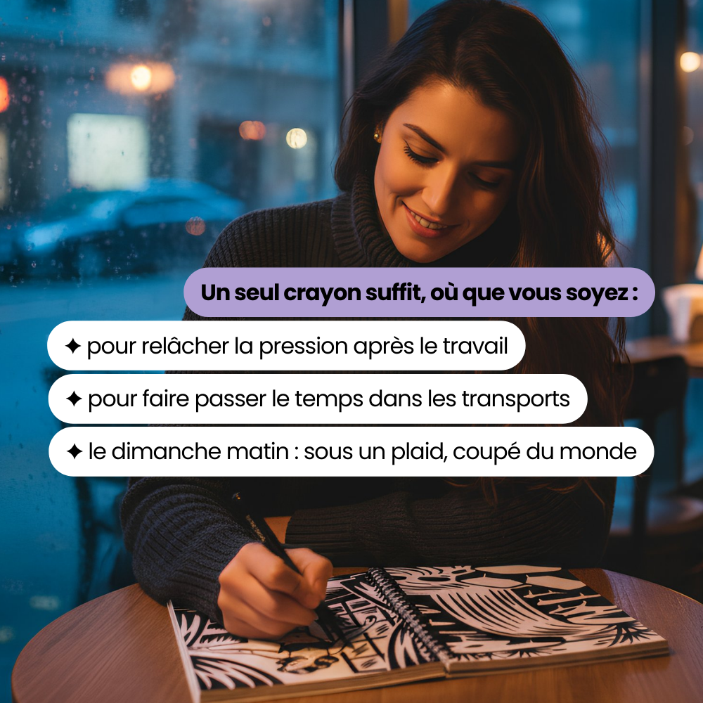 Livre de coloriage monochrome — retrouver le calme et la sérénité