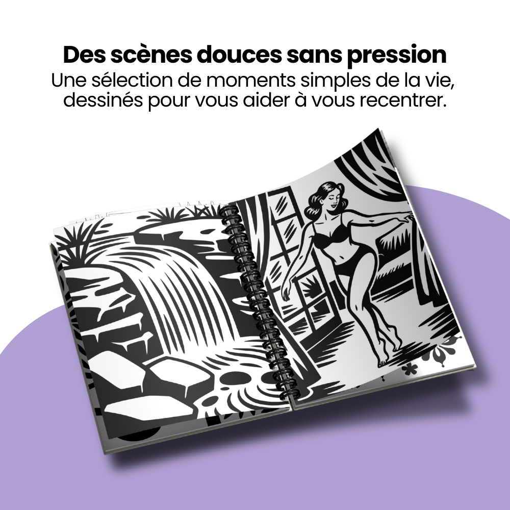 Livre de coloriage monochrome — retrouver le calme et la sérénité