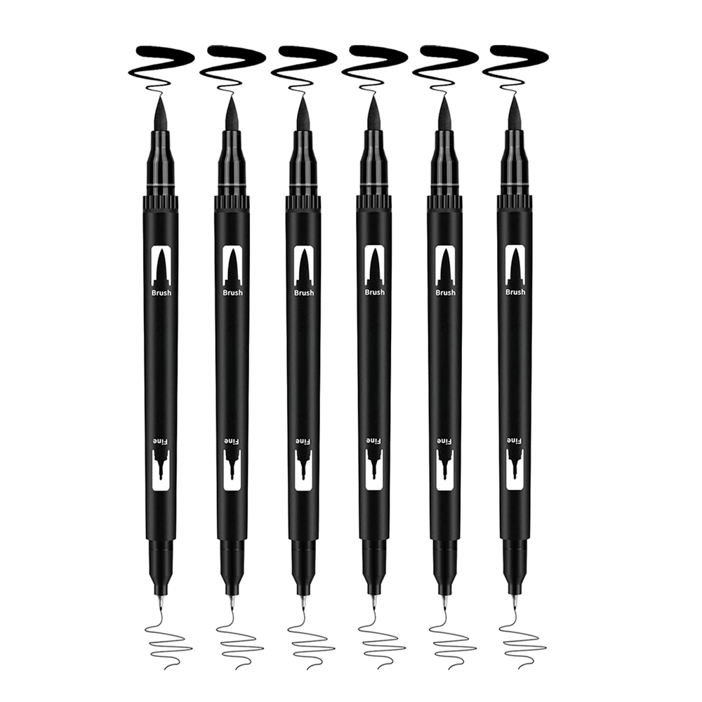 Lot de 6 marqueurs à double pointe (pointe large + pointe fine)